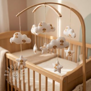 Double gauze/musselin Dogs white digital print