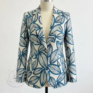 Dekostoff jacquard Folia bleu