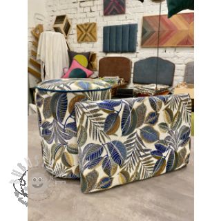 Dekostoff jacquard Cacao allover bleu