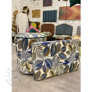 Dekostoff jacquard Cacao allover bleu