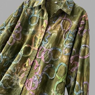 Baumwollstoff TIE DYE EMBROIDERY Elise tape design A