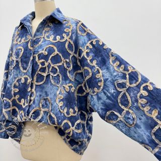 Baumwollstoff TIE DYE EMBROIDERY Elise tape design D