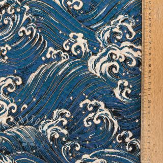 Dekostoff jacquard Swell allover bleu