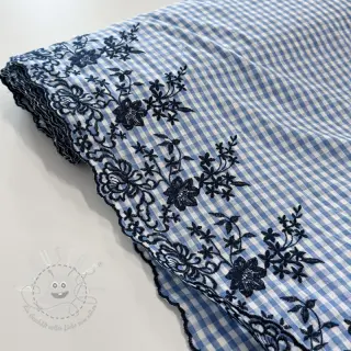 Baumwollstoff CHECKS ONE-SIDE BORDER blue