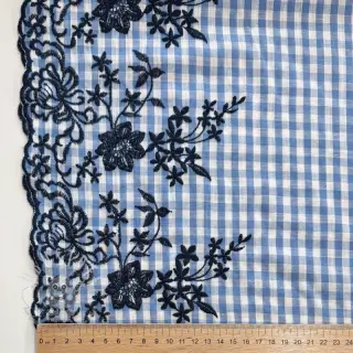 Baumwollstoff CHECKS ONE-SIDE BORDER blue