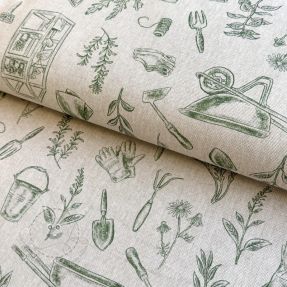 Dekostoff Linenlook Garden Plant Tool digital print