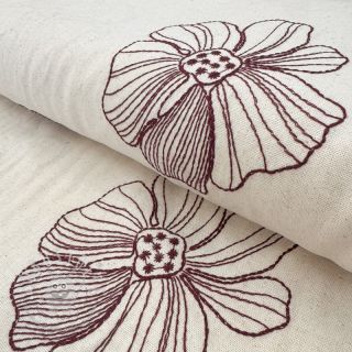 Viskosestoff leinen EMBROIDERY Flower Maya natural