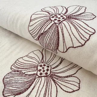 Viskosestoff leinen EMBROIDERY Flower Maya natural