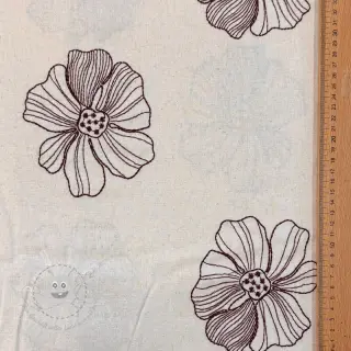 Viskosestoff leinen EMBROIDERY Flower Maya natural