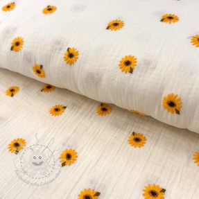 Double gauze/musselin EMBROIDERY Sunflowers natural