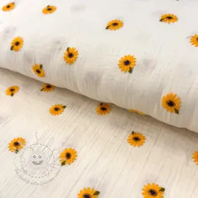 Double gauze/musselin EMBROIDERY Sunflowers natural
