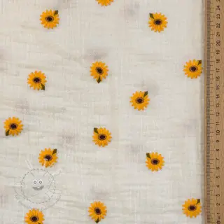 Double gauze/musselin EMBROIDERY Sunflowers natural