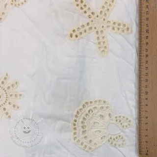 Baumwollstoff EMBROIDERY Sea ornaments white