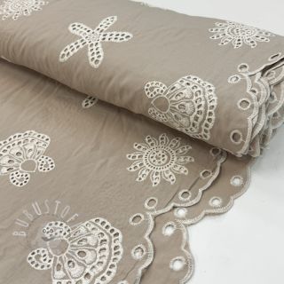 Baumwollstoff EMBROIDERY Sea ornaments natural