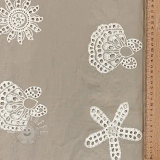 Baumwollstoff EMBROIDERY Sea ornaments natural