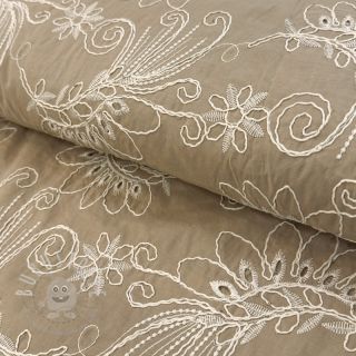 Baumwollstoff VOILE EMBROIDERY Kokka natural