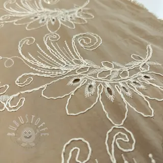 Baumwollstoff VOILE EMBROIDERY Kokka natural