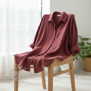 Baumwollstoff SLUB WASHED wine red