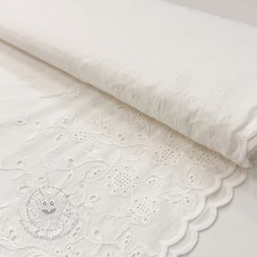 Baumwollstoff VOILE EMBROIDERY ONE-SIDE BORDER white