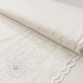 Baumwollstoff VOILE EMBROIDERY ONE-SIDE BORDER white