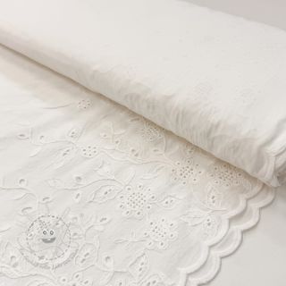 Baumwollstoff VOILE EMBROIDERY ONE-SIDE BORDER white