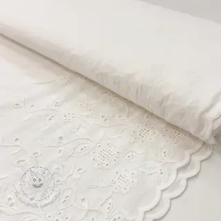 Baumwollstoff VOILE EMBROIDERY ONE-SIDE BORDER white
