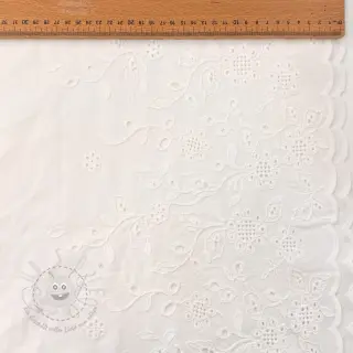 Baumwollstoff VOILE EMBROIDERY ONE-SIDE BORDER white