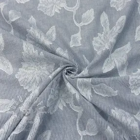 Baumwollstoff YARN DYED Stripes JACQUARD Flowers navy