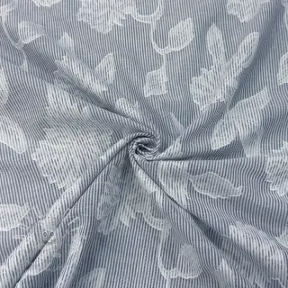 Baumwollstoff YARN DYED Stripes JACQUARD Flowers navy