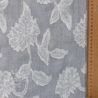 Baumwollstoff YARN DYED Stripes JACQUARD Flowers navy