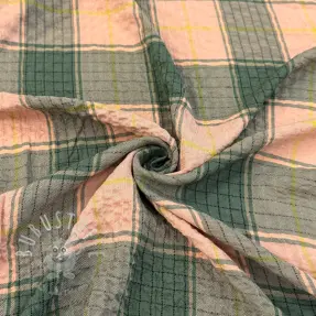 Viskosestoff CRINKLE Check peach