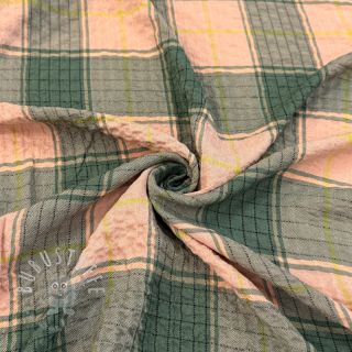 Viskosestoff CRINKLE Check peach