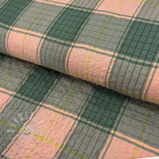 Viskosestoff CRINKLE Check peach