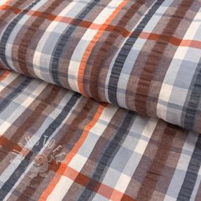 Baumwollstoff SEERSUCKER YARN DYED Checks blue