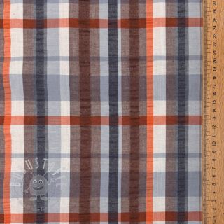 Baumwollstoff SEERSUCKER YARN DYED Checks blue