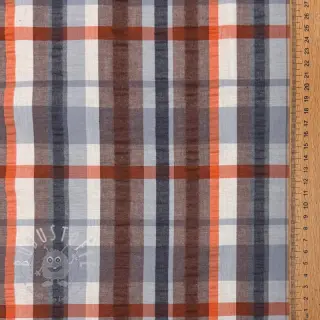 Baumwollstoff SEERSUCKER YARN DYED Checks blue