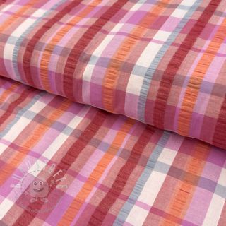 Baumwollstoff SEERSUCKER YARN DYED Checks pink