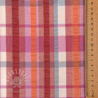 Baumwollstoff SEERSUCKER YARN DYED Checks pink