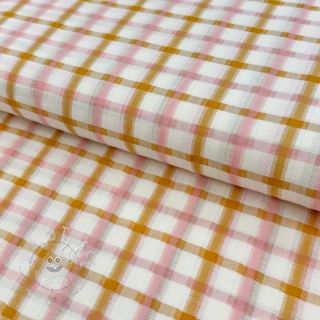 Baumwollstoff SEERSUCKER YARN DYED Checks ecru