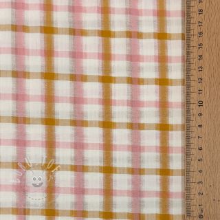 Baumwollstoff SEERSUCKER YARN DYED Checks ecru