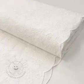 Baumwollstoff VOILE EMBROIDERY Flowers TWO-SIDED SCALLOP white