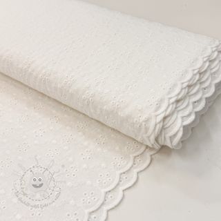 Baumwollstoff EMBROIDERY TWO-SIDE SCALLOP Simi white