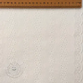 Baumwollstoff EMBROIDERY TWO-SIDE SCALLOP Neo white
