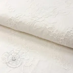 Baumwollstoff VOILE EMBROIDERY Flowers white