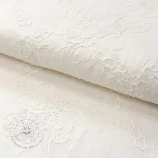 Baumwollstoff VOILE EMBROIDERY Flowers white