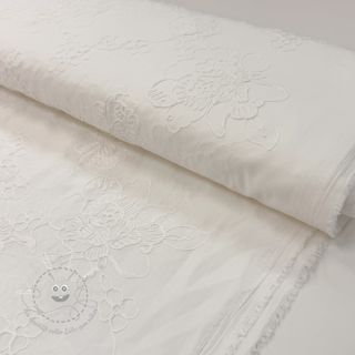 Baumwollstoff VOILE EMBROIDERY Flowers white