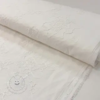Baumwollstoff VOILE EMBROIDERY Flowers white