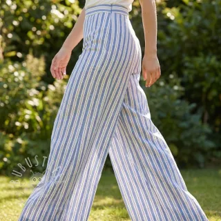 Baumwollstoff YARN DYED Stripes Nina blue