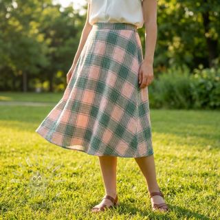 Viskosestoff CRINKLE Check peach
