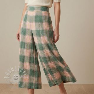 Viskosestoff CRINKLE Check peach